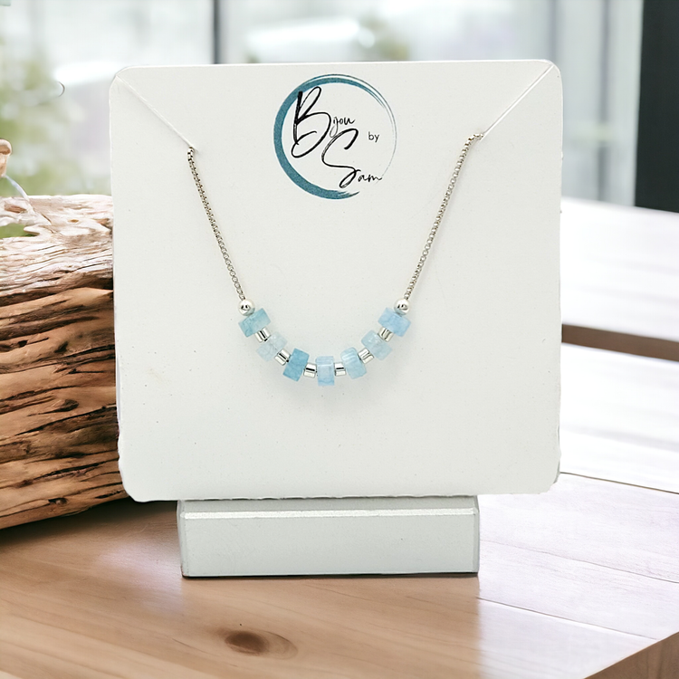 Aquamarine Gemstone Sterling Silver Necklace