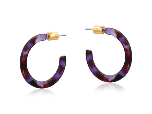 Livia Thin Resin Hoop Earrings: Purple