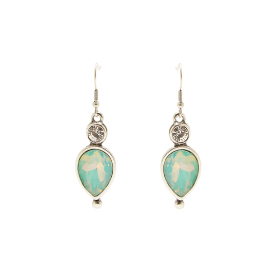 Handmade Pewter Earrings With Green Opal Crystal