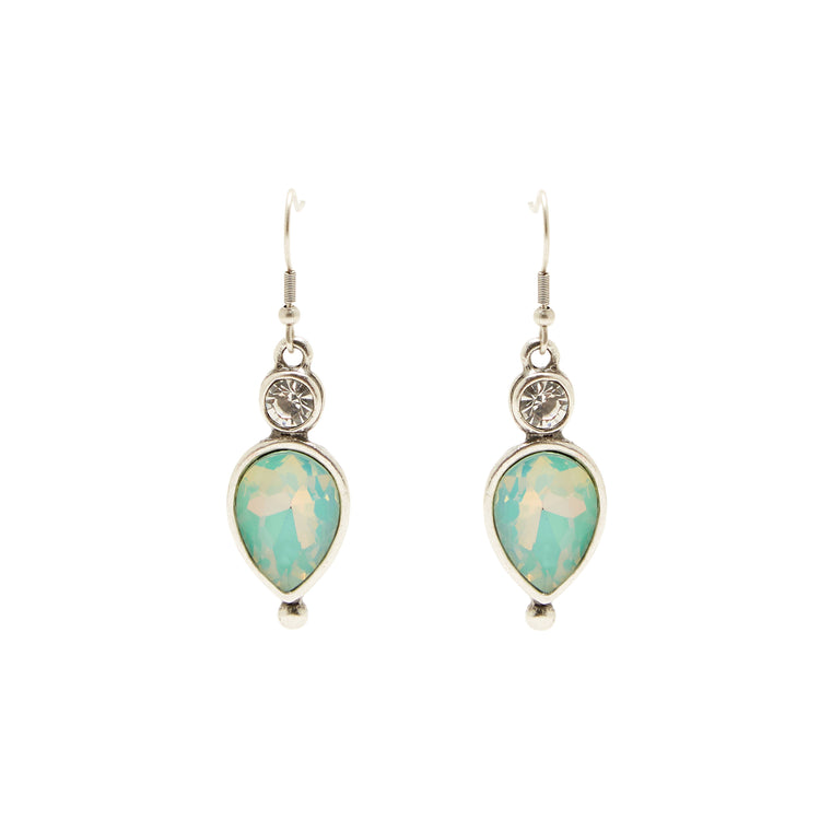 Handmade Pewter Earrings With Green Opal Crystal