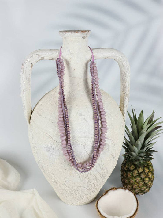 Timber Bead Necklace - Waipahu - Purple