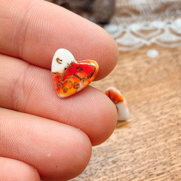 Heart Stud Earrings With Gold Finish: Hearts