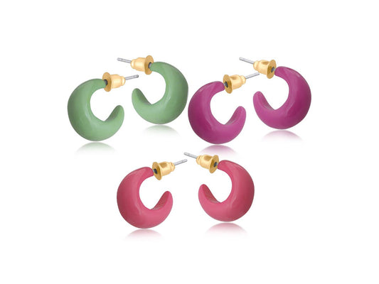 Severine Pack Of 3 Resin Tiny Hoops: PASTEL