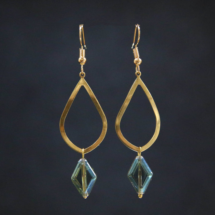 Diamond Drop Earrings: Blue