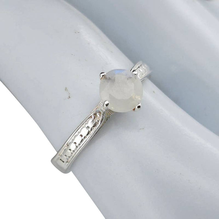 Faceted Moonstone Sterling Silver Ring