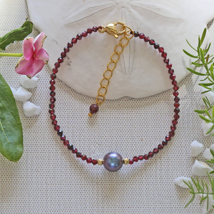 Garnet & Pearl Bracelet