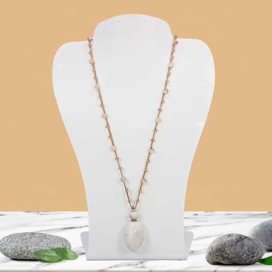 Flower Agate Perfume Bottle Necklace