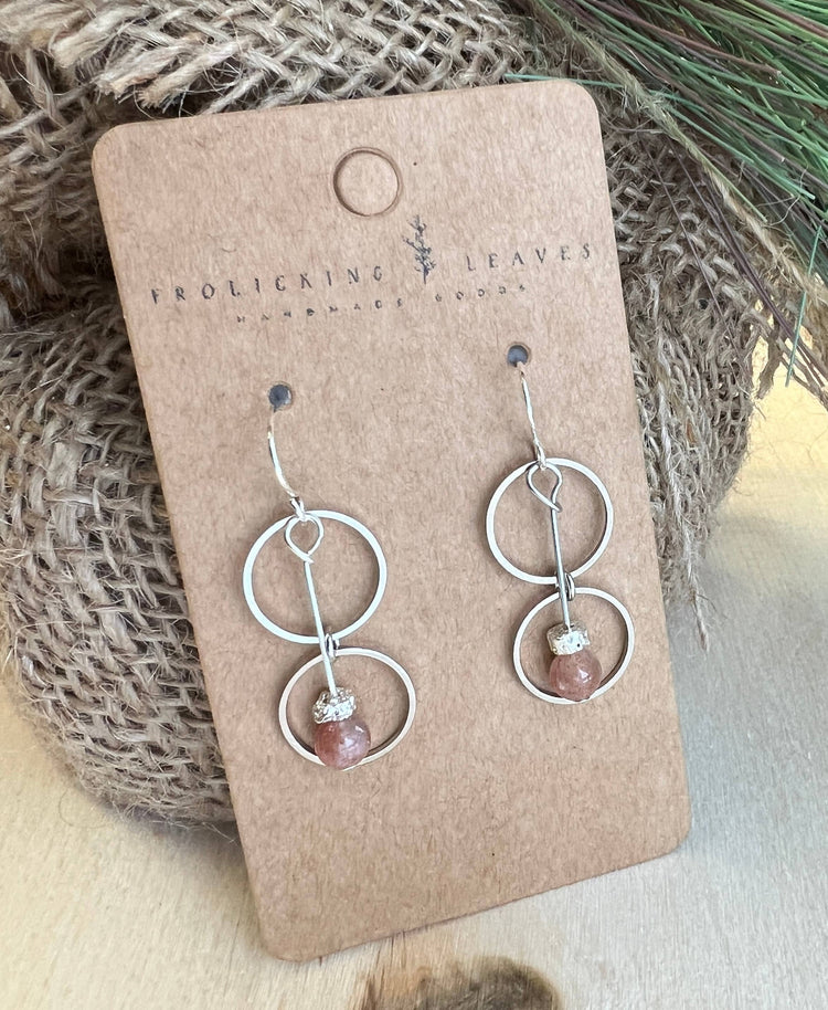 Sunstone & Silver Ring Earrings 