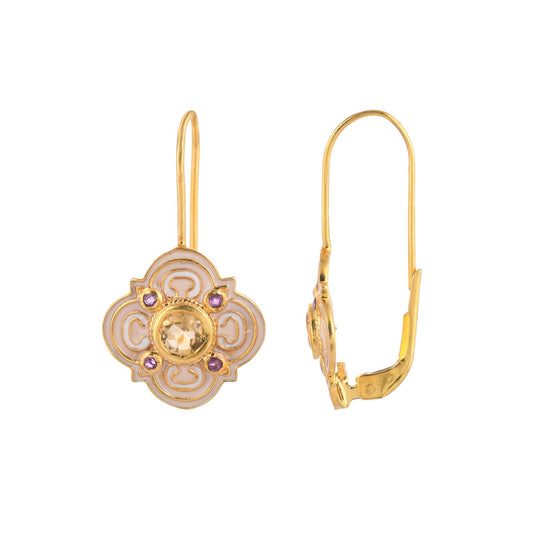 Citrine Ruby Gold Vermeil Earring