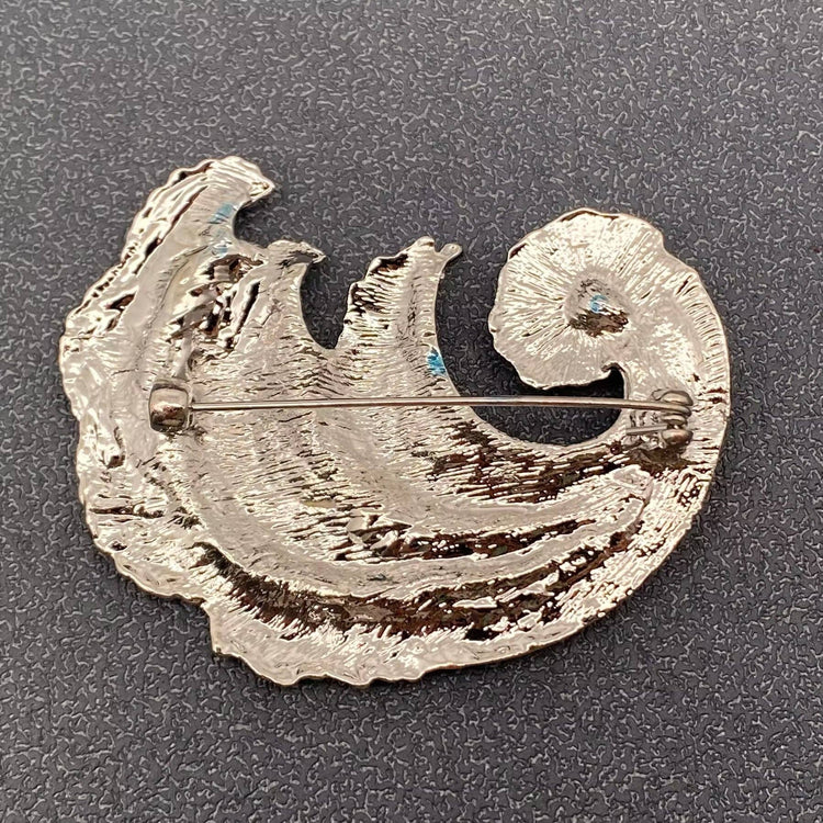 Rhinestone Enamel Wave Brooch