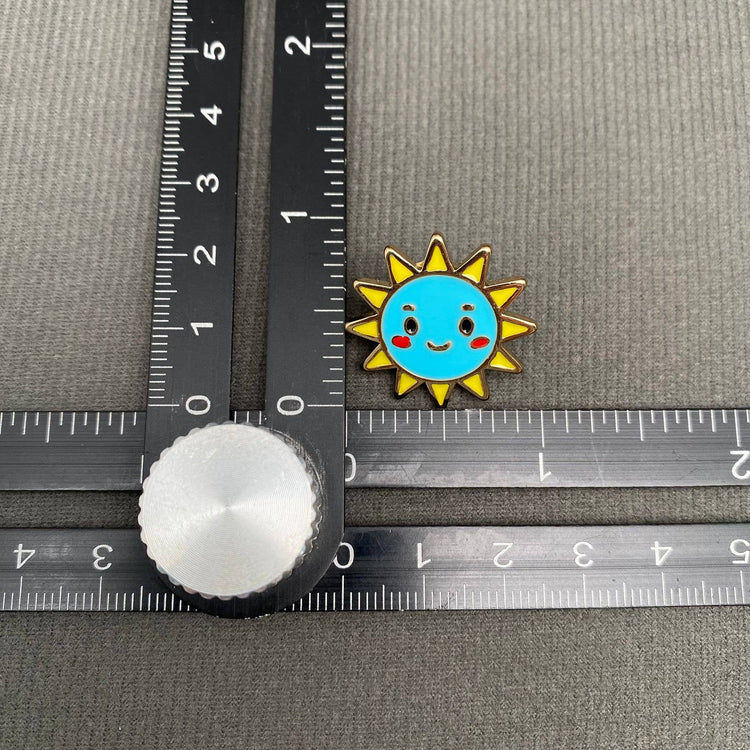Enamel Smiley Sun Brooch: Yellow