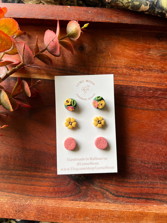 Green Spring Floral Studs