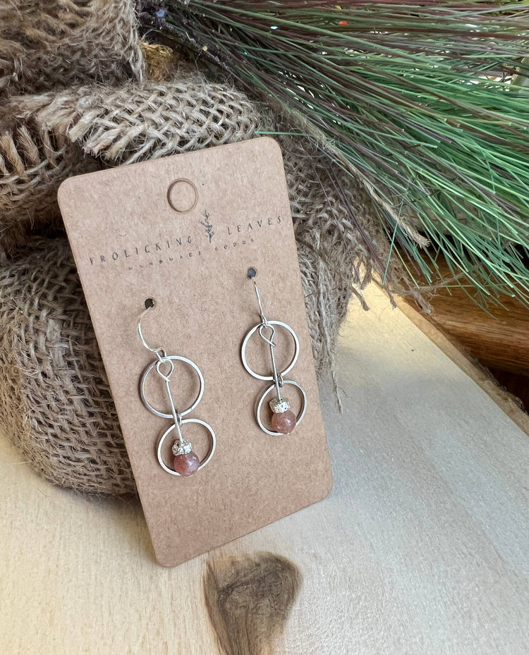 Sunstone & Silver Ring Earrings 