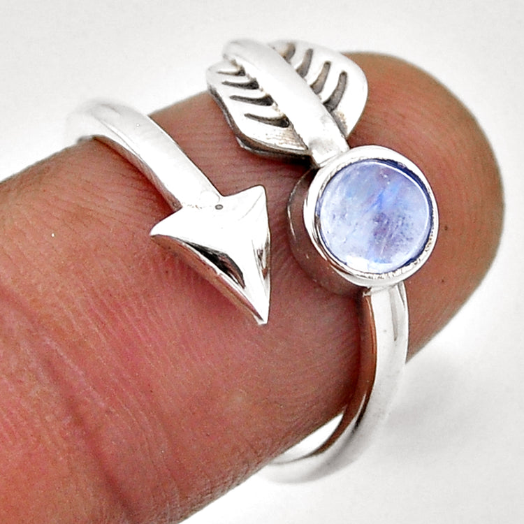 Rainbow Moonstone Arrow Silver Ring