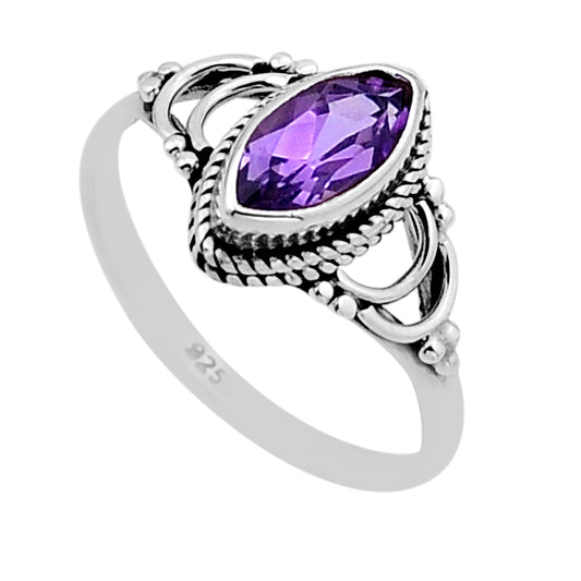 Amethyst Marquise Silver Ring