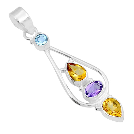 Sunny Citrine Silver Pendant