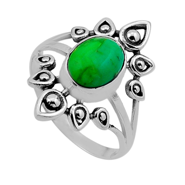 Green Copper Turquoise Silver Ring