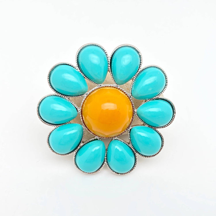 Blue Sunflower Brooch
