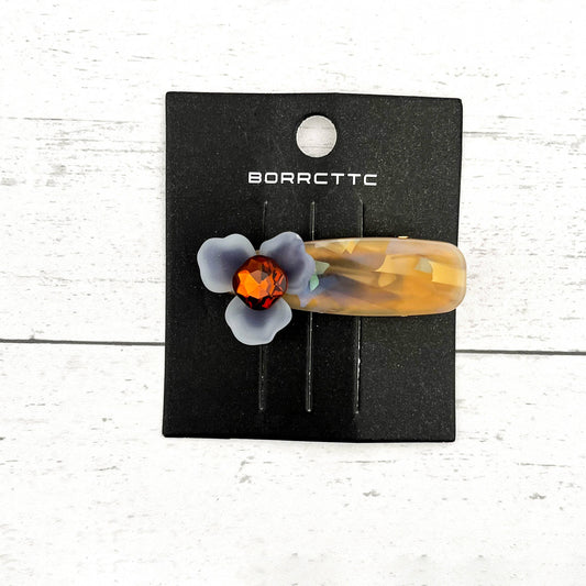 Light Orange Elegant Floral Barrette