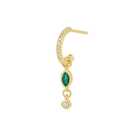 Sterling Silver Green Inlaid Zircon Earring