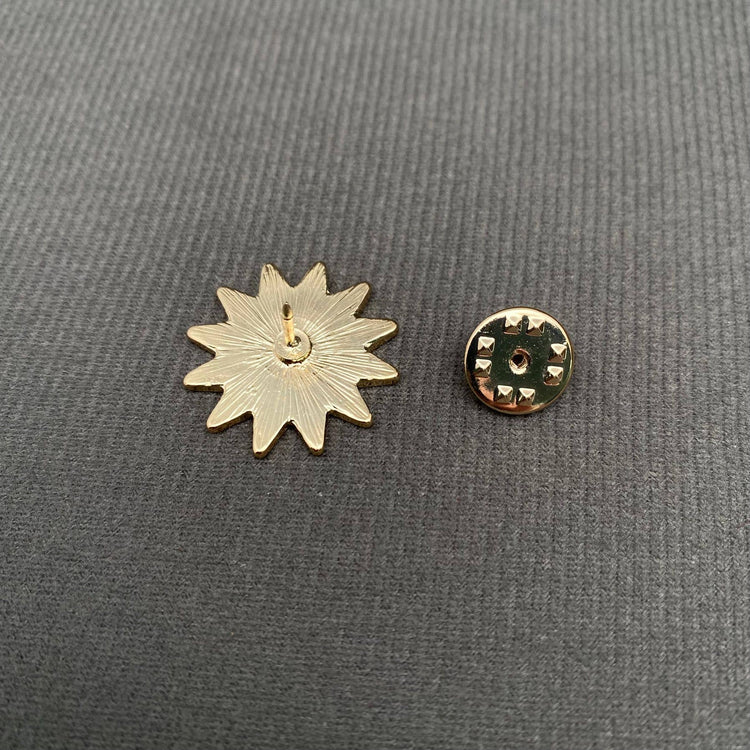 Enamel Smiley Sun Brooch: Blue