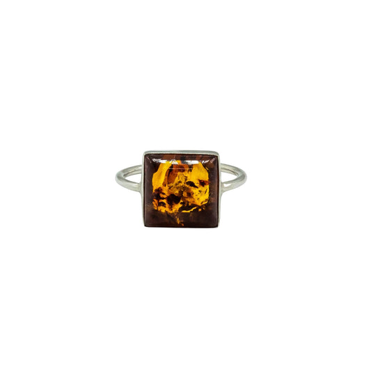 Amber Ring Sterling Silver