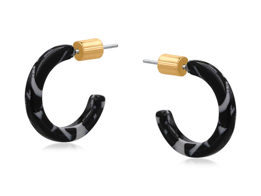 Sunny Petite Resin Hoop Earrings : Black