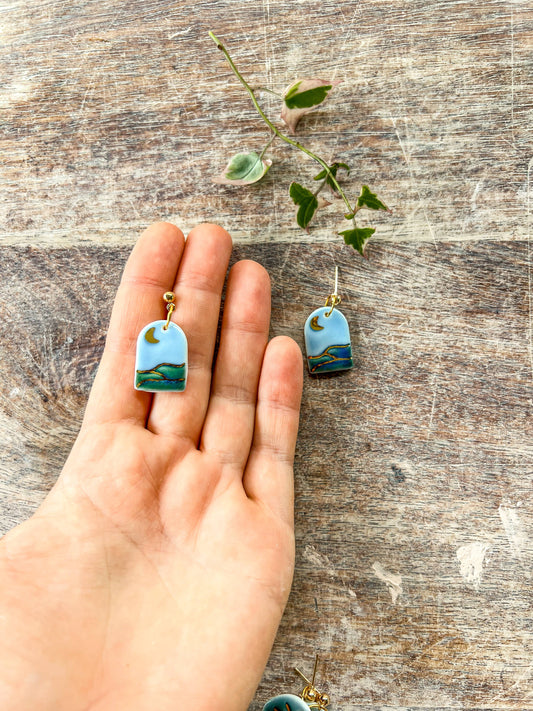 Ceramic Landscape Earrings