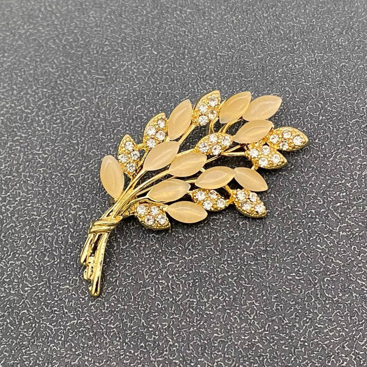 Rhinestone Wheat Brooch