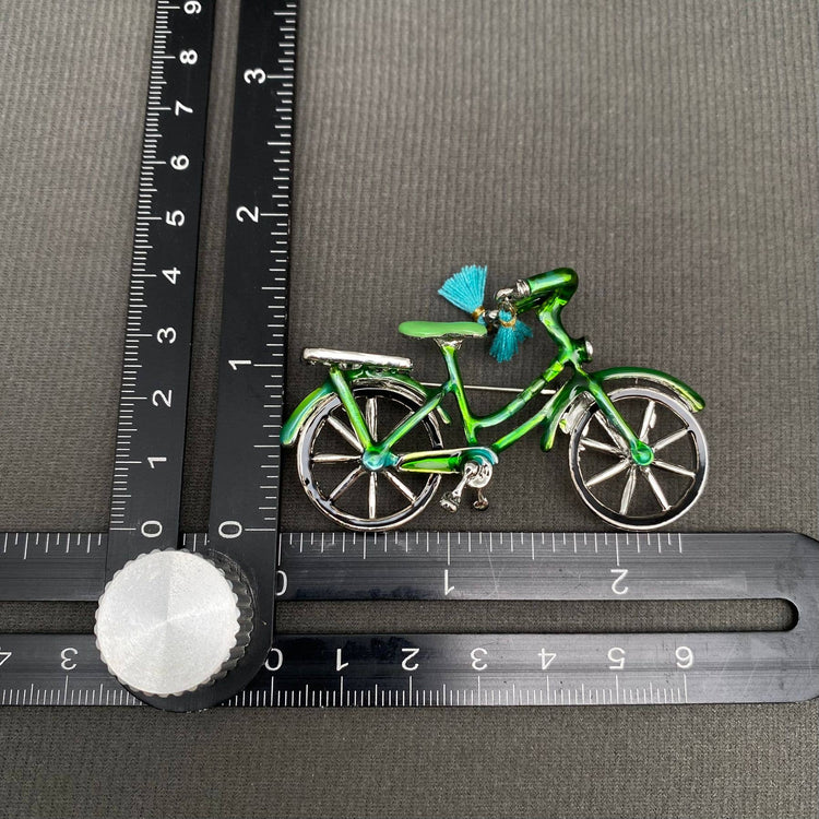 Green Enamel Bicycle Brooch