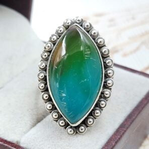Banded Agate Silver Ring