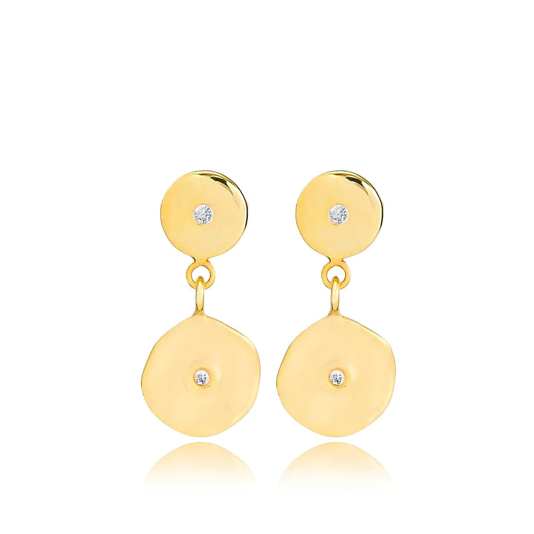 Disk Medallion Gold Earrings