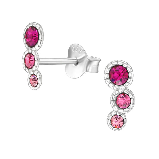 Pink Crystal Silver Studs