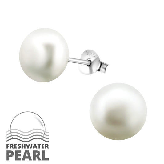 Silver Freshwater Pearl Stud 6mm