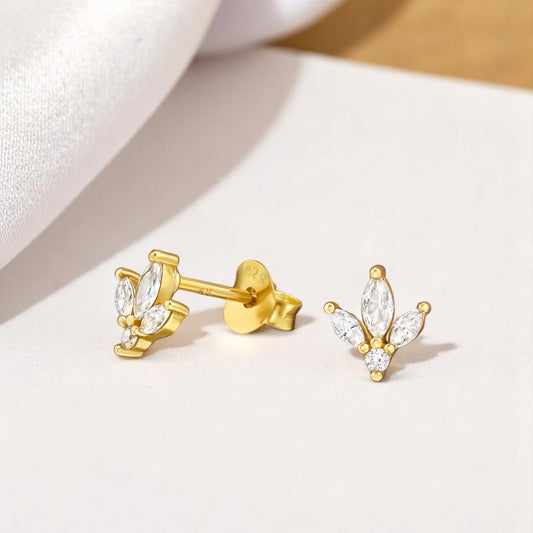 Sparkle Flower Silver Studs