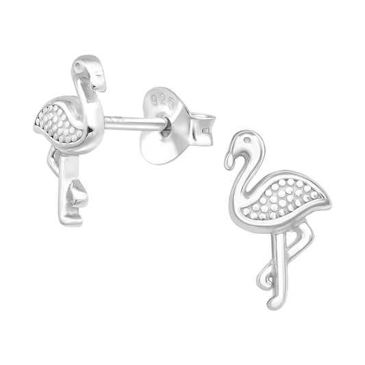 Silver Flamingo Studs