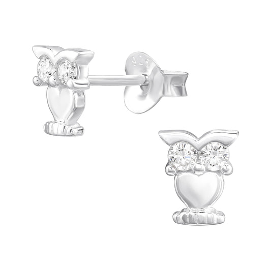 Silver Owl Studs