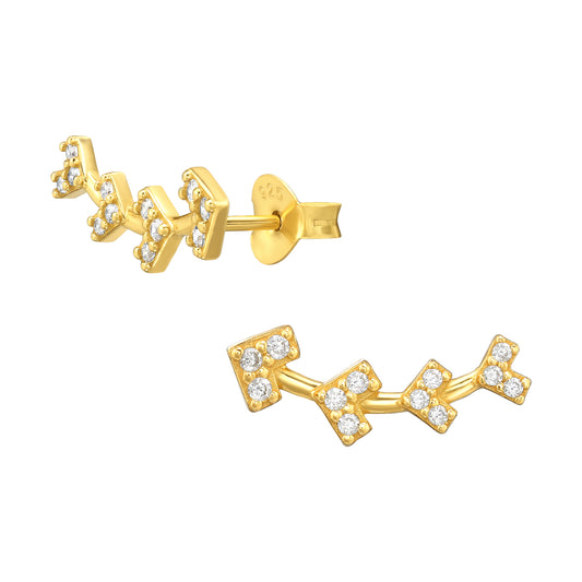 Arrow Climber Sparkly Silver Stud Earrings