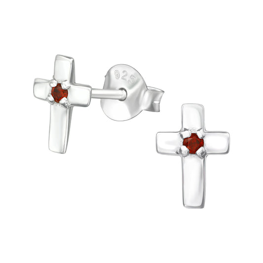 Silver Cross Stud Earrings