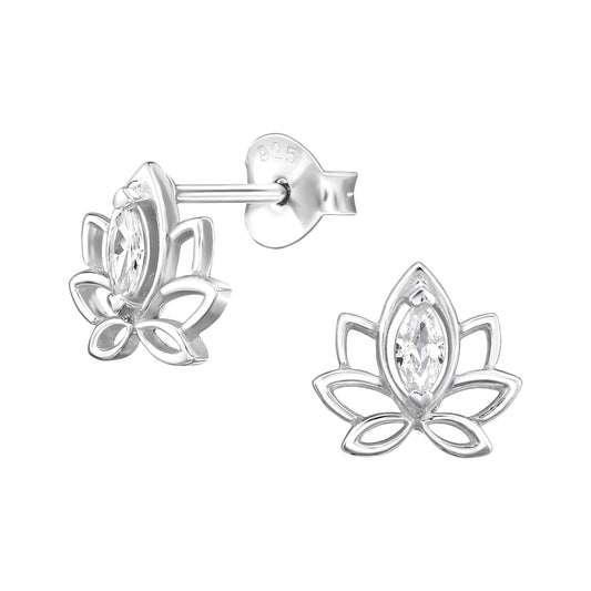 Lotus Crystal Silver Studs