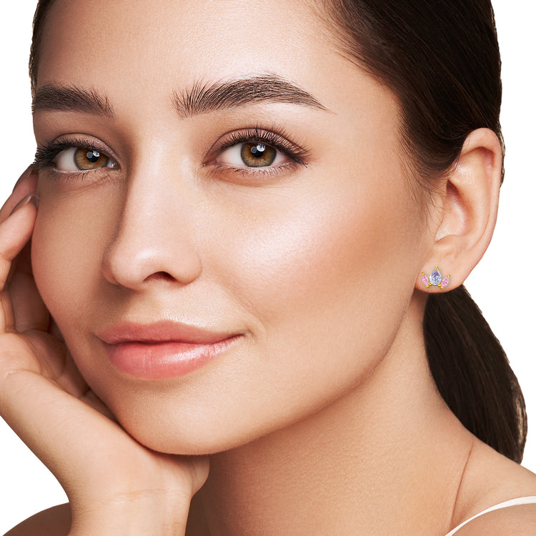 Marquise Sterling Silver Ear Studs with Cubic Zirconia