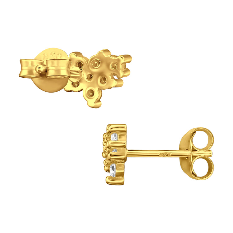 Flower Sterling Silver Ear Studs with Cubic Zirconia