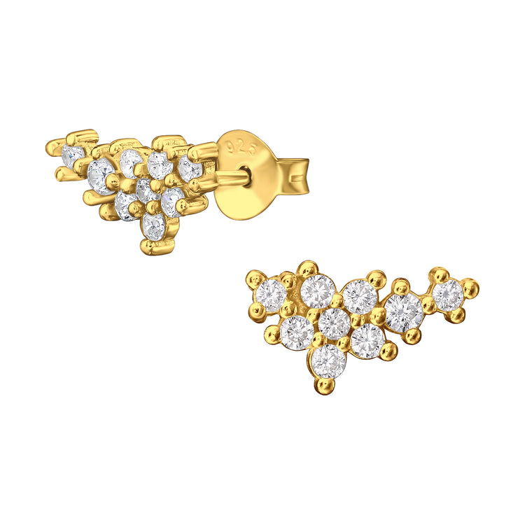 Flower Sterling Silver Ear Studs with Cubic Zirconia