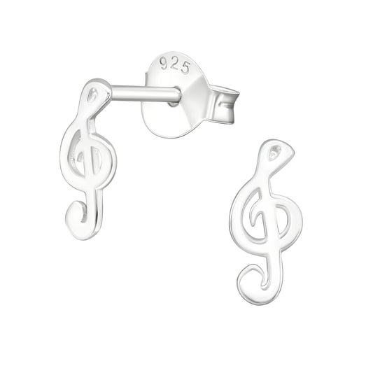 Silver Triple Clef Studs