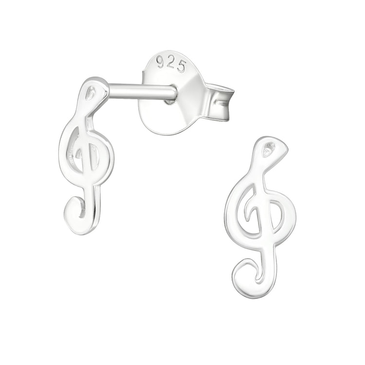 Silver Triple Clef Studs