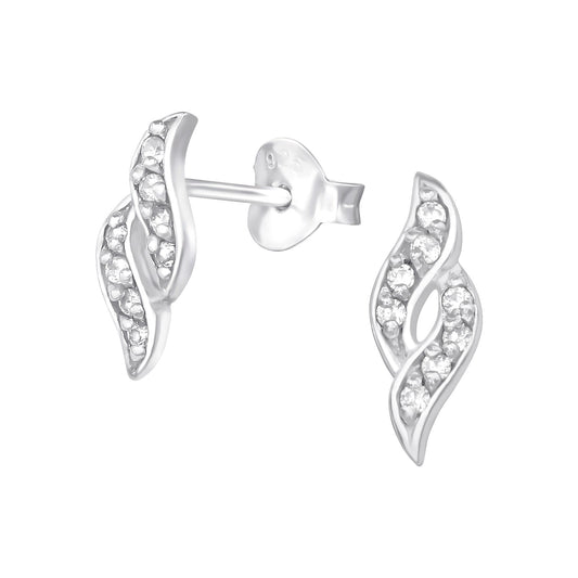 Silver Spiral CZ Stud