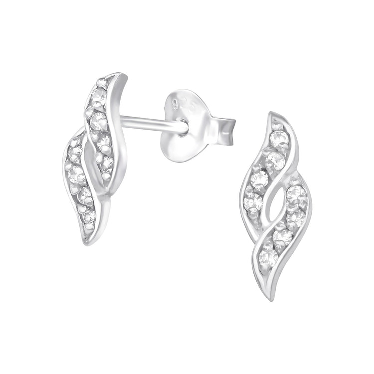 Silver Spiral CZ Stud