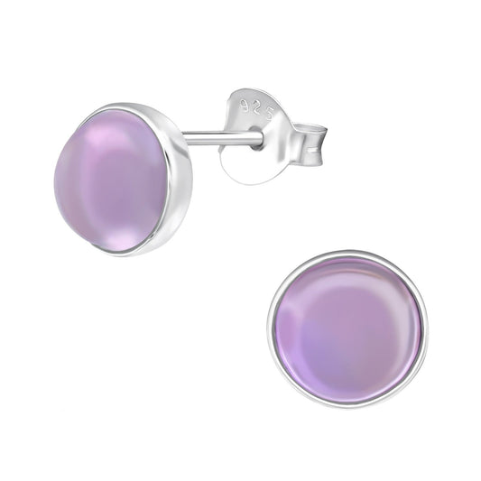 925 Silver Ear Studs Amethyst