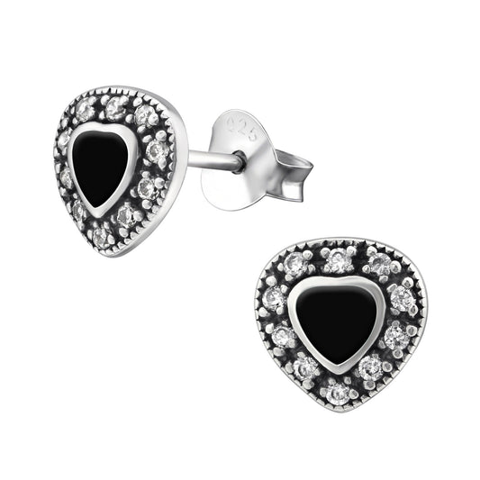 925 Silver Heart Studs Cubic Zirconia