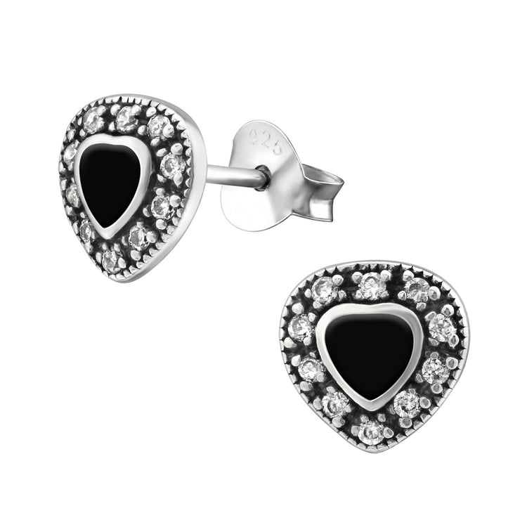 925 Silver Heart Studs Cubic Zirconia